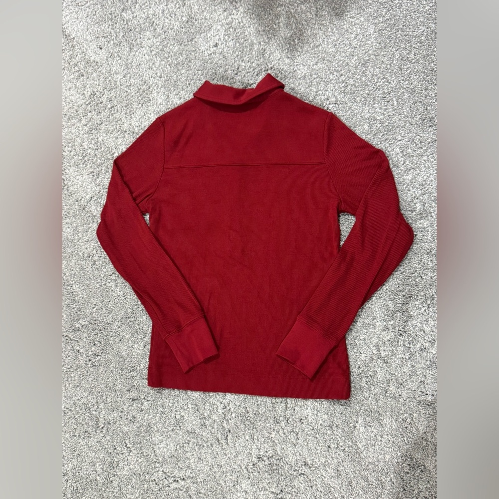 REISS Milina Rib Half Zip Top-Red-Size Medium - Picture 4 of 8
